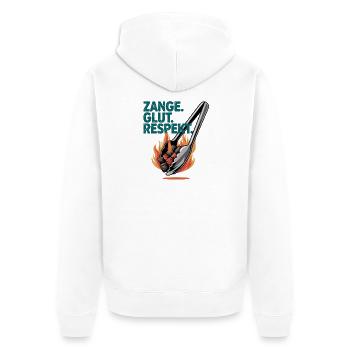  Zange Glut Respekt Grillen BBQ Flammen Kohle - Unisex Premium Bio Zip Hoodie - Weiß - Hinten - Thijin (182cm)