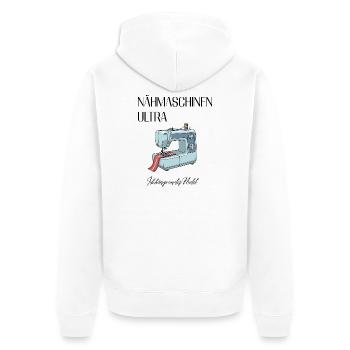 Retro Nähmaschinen Illustration - Unisex Premium Bio Zip Hoodie - Weiß - Hinten - Thijin (182cm)