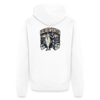 Old Halibut Hunter - Unisex Premium Organic Zip Hoodie - white - Back - Thijin (182cm)