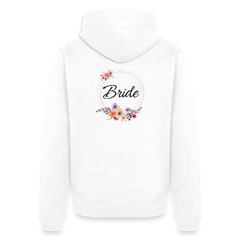 Elegant Watercolor Floral Bride - Unisex Premium Organic Zip Hoodie - white - Back - Thijin (182cm)