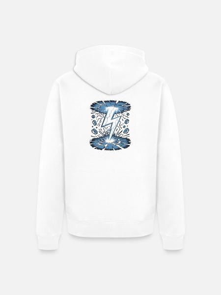 Blitz Blitzschlag Gewitter Strom Sturm - Unisex Premium Bio Zip Hoodie - Weiß