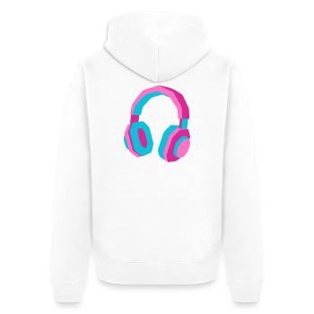 Kopfhörer 80er Retro Synthwave DJ Musik Gamer - Unisex Premium Bio Zip Hoodie - Weiß - Hinten - Thijin (182cm)