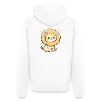 Cuddly lion friend with star shine - Unisex Premium Organic Zip Hoodie - white - Back - Thijin (182cm)