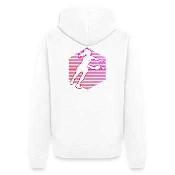 Pickleball Szene Idee für Pickleballspielerin Fans - Unisex Premium Bio Zip Hoodie - Weiß - Hinten - Thijin (182cm)