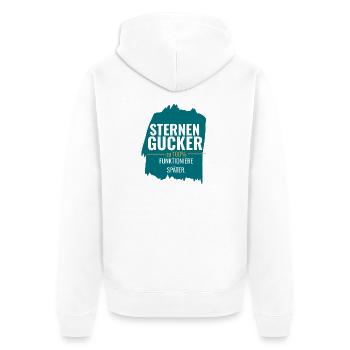 Sternengucker – Zu 100% funktioniere später - Unisex Premium Bio Zip Hoodie - Weiß - Hinten - Thijin (182cm)