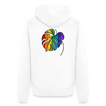 Monstera Regenbogen gefüllt - Unisex Premium Bio Zip Hoodie - Weiß - Hinten - Thijin (182cm)