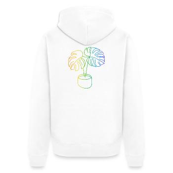 Monstera Arc-en-ciel - Veste à capuche bio Premium Unisexe - blanc - Dos - Thijin (182cm)