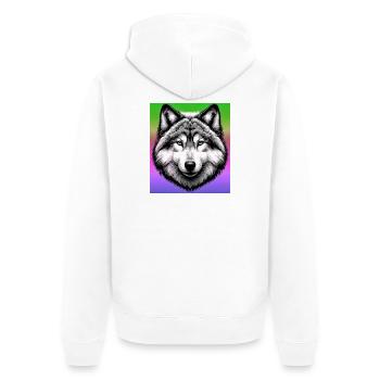 Wolf - Unisex Premium Bio Zip Hoodie - Weiß - Hinten - Thijin (182cm)