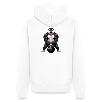 Penguin Training Bodybuilder Kettlebell Fitness - Veste à capuche bio Premium Unisexe - blanc - Dos - Thijin (182cm)