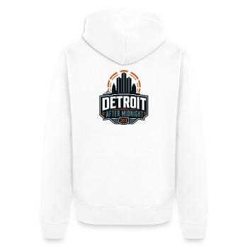 Detroit After Midnight Skyline 313 - Unisex Premium Bio Zip Hoodie - Weiß - Hinten - Thijin (182cm)