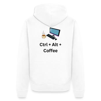 Ctrl Alt Coffee Computer Meme - Veste à capuche bio Premium Unisexe - blanc - Dos - Thijin (182cm)