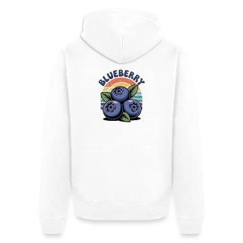 Blueberry Retro Fruits Design with Rainbow - Unisex Premium Organic Zip Hoodie - white - Back - Thijin (182cm)