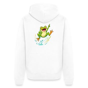 Cheerful Jumping Frog - Unisex Premium Organic Zip Hoodie - white - Back - Thijin (182cm)