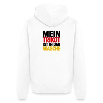 Mein Trikot ist in der Wäsche - Unisex Premium Bio Zip Hoodie - Weiß - Hinten - Thijin (182cm)