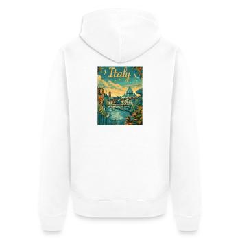 Italy Panorama on the Tiber - Unisex Premium Organic Zip Hoodie - white - Back - Thijin (182cm)