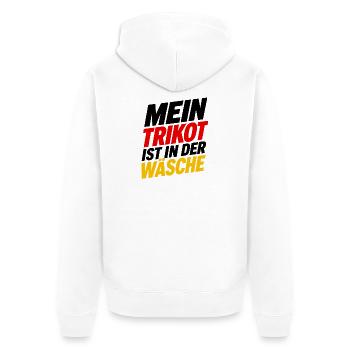 Mein Trikot ist in der Wäsche - Unisex Premium Bio Zip Hoodie - Weiß - Hinten - Thijin (182cm)