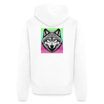 Wolf - Unisex Premium Bio Zip Hoodie - Weiß - Hinten - Thijin (182cm)