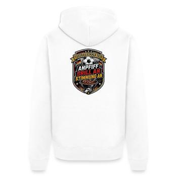 Sommermärchen Fußball Anpfiff Grill - Unisex Premium Bio Zip Hoodie - Weiß - Hinten - Thijin (182cm)