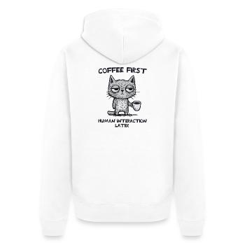 Café pour chat d’abord, humain ensuite - Veste à capuche bio Premium Unisexe - blanc - Dos - Thijin (182cm)