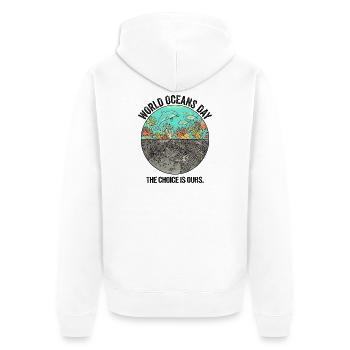 The Choice Is Ours – World Oceans Day Dolphin - Unisex Premium Bio Zip Hoodie - Weiß - Hinten - Thijin (182cm)