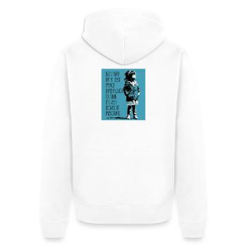 Life is hard but at least I'm not dumb enough - Unisex Premium Bio Zip Hoodie - Weiß - Hinten - Thijin (182cm)