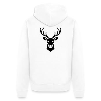 Schwarzes minimalistisches heiliges Reh - Unisex Premium Bio Zip Hoodie - Weiß - Hinten - Thijin (182cm)