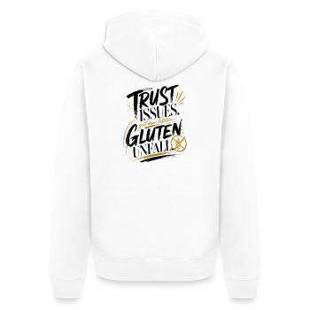 Vertrauensprobleme Glutenunfall - Unisex Premium Bio Zip Hoodie - Weiß - Hinten - Thijin (182cm)