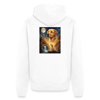 Howling to the Moon Meme Animal Dog Labrador - Unisex Premium Organic Zip Hoodie - white - Back - Thijin (182cm)