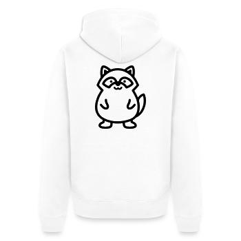 raccoon - Unisex Premium Organic Zip Hoodie - white - Back - Thijin (182cm)