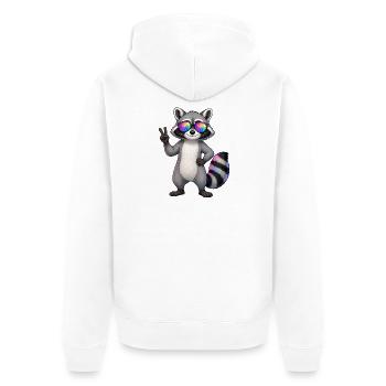 Raccoon with sunglasses and peace sign - Unisex Premium Organic Zip Hoodie - white - Back - Thijin (182cm)