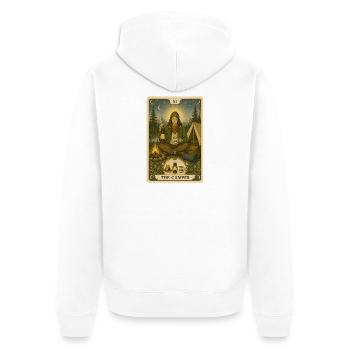 Camperin | Camping & Lagerfeuer Tarot - Unisex Premium Bio Zip Hoodie - Weiß - Hinten - Thijin (182cm)