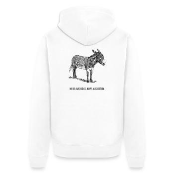 Herz Aus Gold. Kopf Aus Beton. - Unisex Premium Bio Zip Hoodie - Weiß - Hinten - Thijin (182cm)