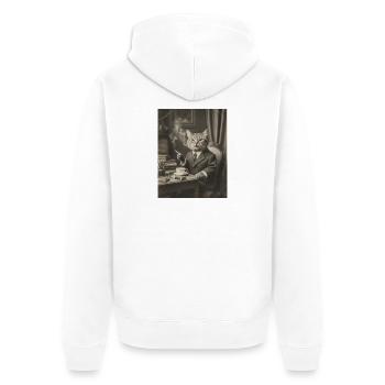 Katze - Unisex Premium Bio Zip Hoodie - Weiß - Hinten - Thijin (182cm)