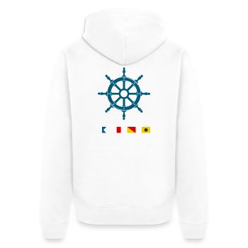 Maritimes Signalflaggen Steuerrad Design - Unisex Premium Bio Zip Hoodie - Weiß - Hinten - Thijin (182cm)