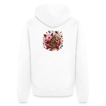 Sparschwein Schatzregen - Unisex Premium Bio Zip Hoodie - Weiß - Hinten - Thijin (182cm)