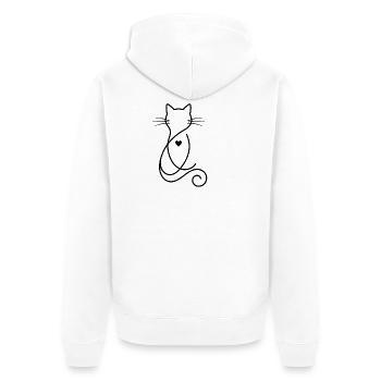 Heart Art Line Minimalist Cat T-shirt - Unisex Premium Organic Zip Hoodie - white - Back - Thijin (182cm)