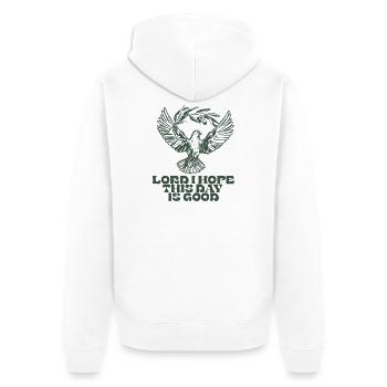Hoffnungstaube mit Olivenzweig - Unisex Premium Bio Zip Hoodie - Weiß - Hinten - Thijin (182cm)