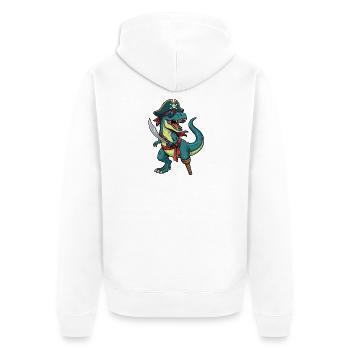 Pirate Dinosaur T Rex Buccaneer Humor - Unisex Premium Organic Zip Hoodie - white - Back - Thijin (182cm)