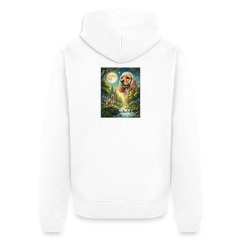 Howling to the Moon Meme Animal Dog Cocker Spaniel - Unisex Premium Organic Zip Hoodie - white - Back - Thijin (182cm)