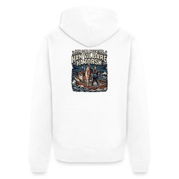 Dorsch Angler - Unisex Premium Bio Zip Hoodie - Weiß - Hinten - Thijin (182cm)