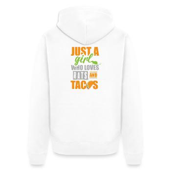 Einfach ein Mädchen, das Ratten und Tacos liebt - Unisex Premium Bio Zip Hoodie - Weiß - Hinten - Thijin (182cm)
