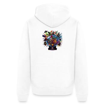 Kosmische Orakel-Sphäre - Unisex Premium Bio Zip Hoodie - Weiß - Hinten - Thijin (182cm)