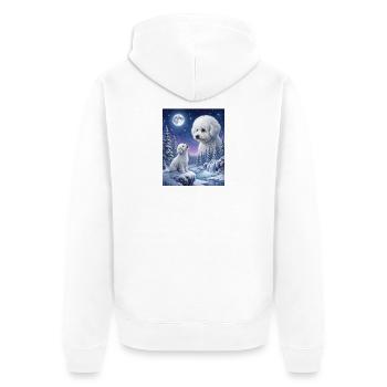 Hurlant à la Lune Mème Chien Bichon Frisé - Veste à capuche bio Premium Unisexe - blanc - Dos - Thijin (182cm)