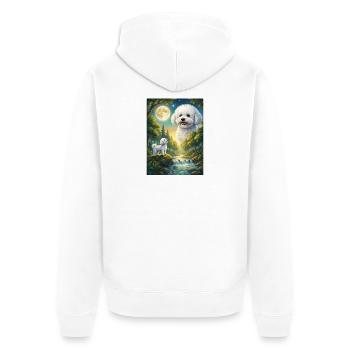Hurlant à la Lune Mème Chien Bichon Frisé - Veste à capuche bio Premium Unisexe - blanc - Dos - Thijin (182cm)