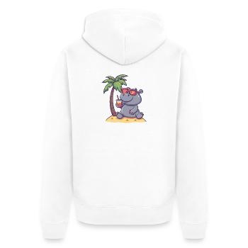 Nilpferd Sommer Palme - Unisex Premium Bio Zip Hoodie - Weiß - Hinten - Thijin (182cm)