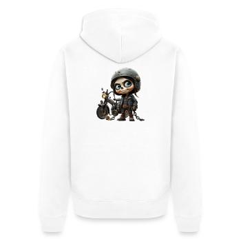 Girl Biker Skull Helmet - Unisex Premium Organic Zip Hoodie - white - Back - Thijin (182cm)