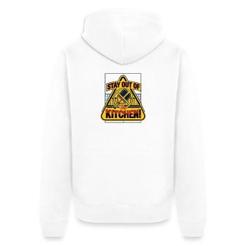 Stay out of the Kitchen! Pickleball Shirt - Unisex Premium Bio Zip Hoodie - Weiß - Hinten - Thijin (182cm)