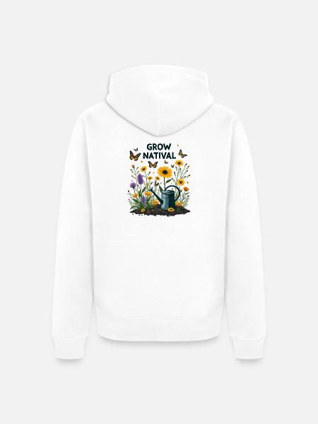 Native Plants Grow Natival Garten - Unisex Premium Bio Zip Hoodie - Weiß