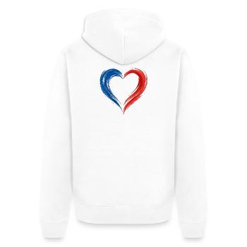 Tricolore Fan Outfit for Men & Women Heart - Unisex Premium Organic Zip Hoodie - white - Back - Thijin (182cm)