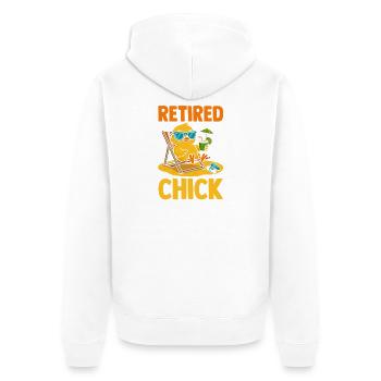 Agriculteur à la retraite Coq Retraité Volaille Poulet - Veste à capuche bio Premium Unisexe - blanc - Dos - Thijin (182cm)